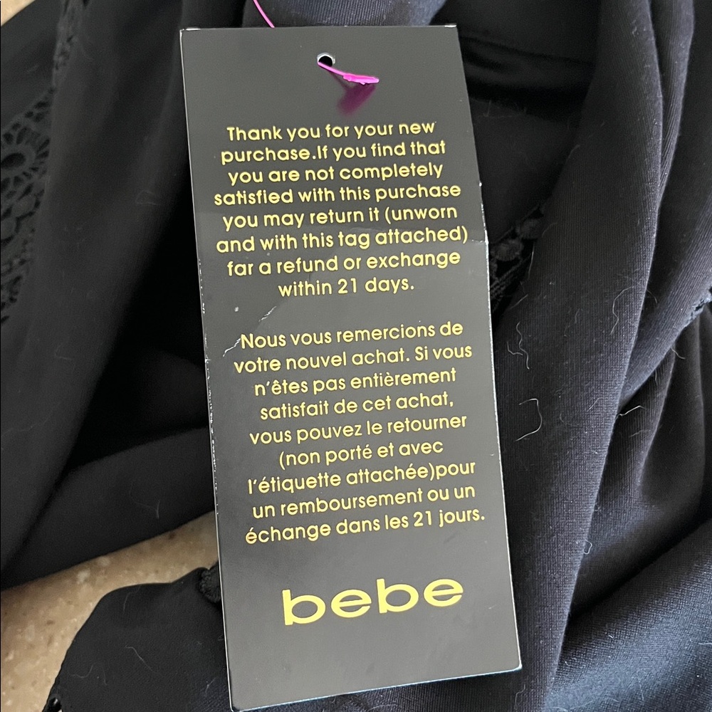 Bebe Black Lace Detail Romper NWT - Picture 6 of 6